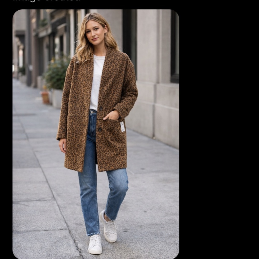 Old Navy Leopard Print Coat NWT Oversized Chic Fall Winter Jacket